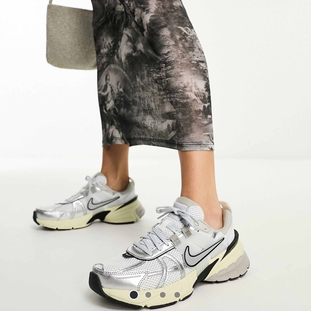 Nike V2K sneakers in white and silver